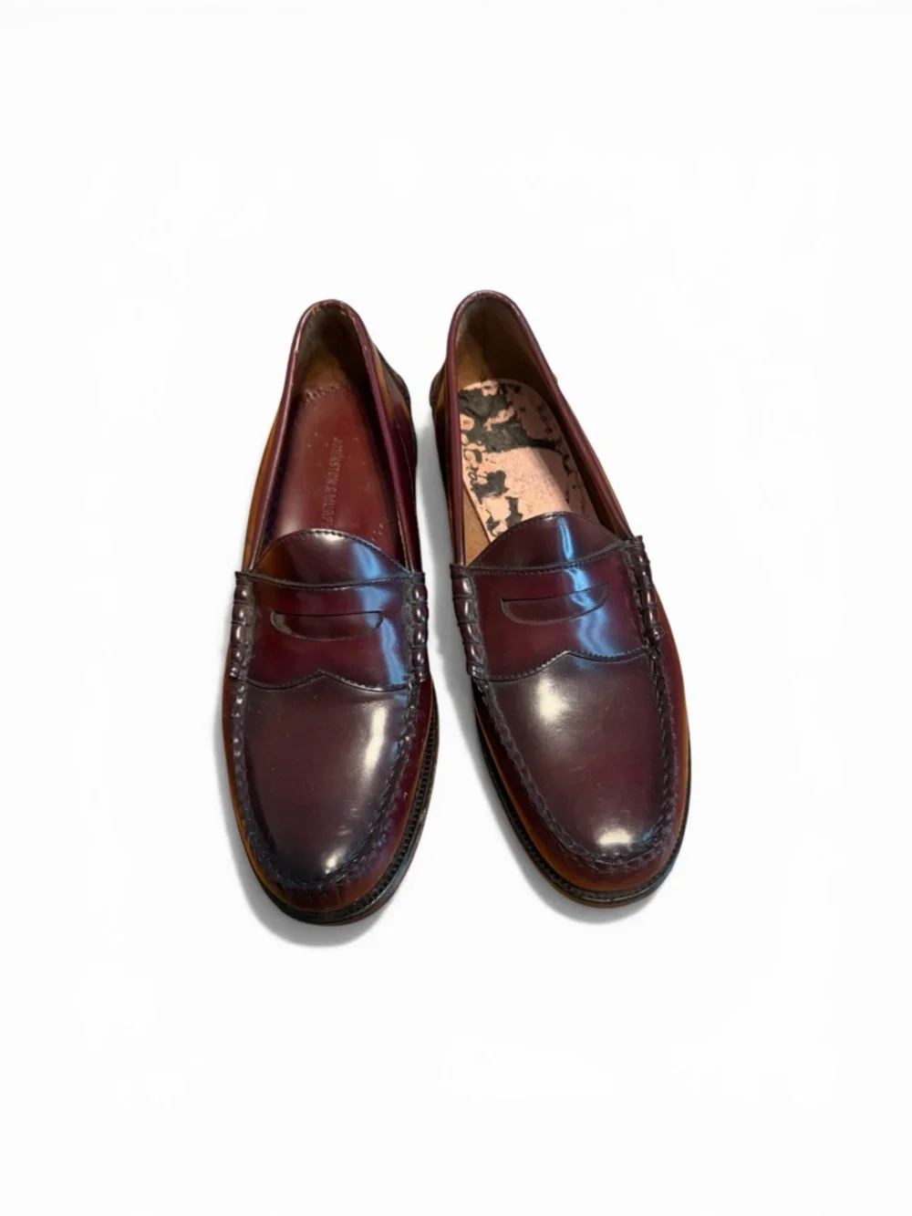 Johnston & Murphy Burgundy Leather Penny Loafers